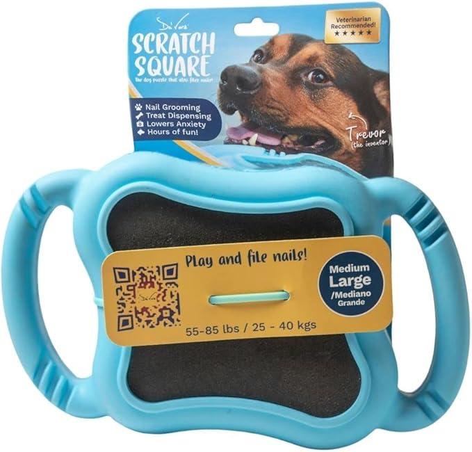 De' Vora Scratch Square - Dog Nail Scratch Board Treat Box | 5 in 1 Dog Scratch Pad for Nails | Dog Nail Scratch Board with Treat Box | Scratch Pad for Dogs Nail File | Dog Scratch Board for Nails M/L