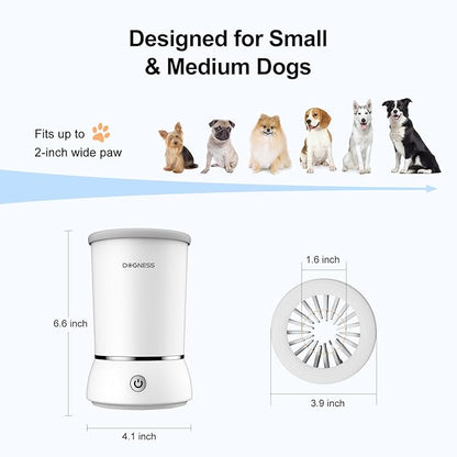 DOGNESS Automatic Dog Paw Cleaner, Rechargeable Paw Washer for Dogs Portable Electric Paw Cleaner Cup for Small to Medium Dogs (White)