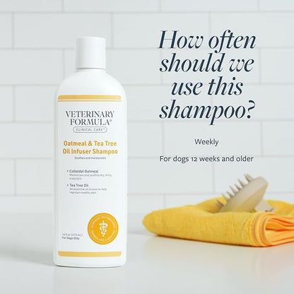 Veterinary Formula Clinical Care Dog Shampoo with Oatmeal and Tea Tree Oil, 16 oz – Gentle Shampoo for Dogs with Dry Skin, Soothes and Adds Moisture to Skin and Coat