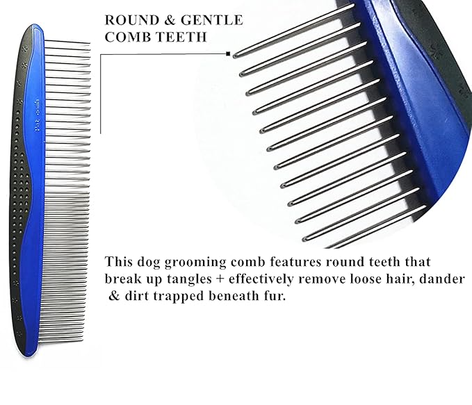 Dog Combs for Grooming,FULLINY 2 Pack Professional Dog Combs,Cat Combs,Pet Combs,Keep Your Pet Clean and Healthy