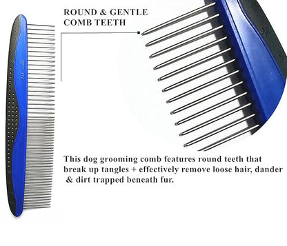 Dog Combs for Grooming,FULLINY 2 Pack Professional Dog Combs,Cat Combs,Pet Combs,Keep Your Pet Clean and Healthy