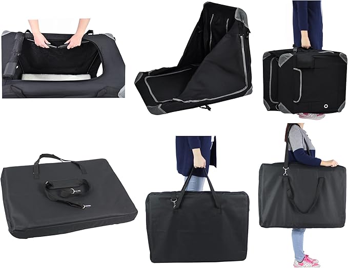 EliteField 4-Door Folding Soft Dog Crate with Curtains, Carrying Bag and Fleece Bed (2 Year Warranty), Indoor & Outdoor Pet Home (42" L x 28" W x 32" H, Black+4 Door Curtains)