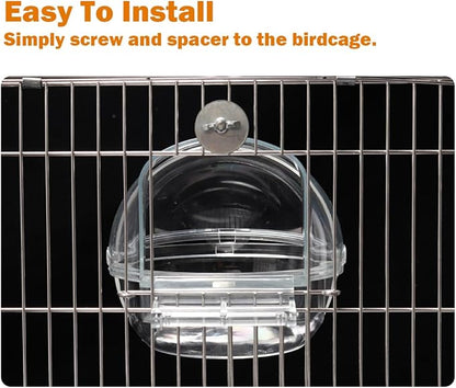 kathson Bird Bath Box for Cage Parakeet Bath Tub Parrot Hanging Bathtub Cube No-Leakage Birds Bath Shower Box Bowl Cage Accessory for Small Birds Lovebird Canary Cockatiel, Acrylic Clear(Transparent)