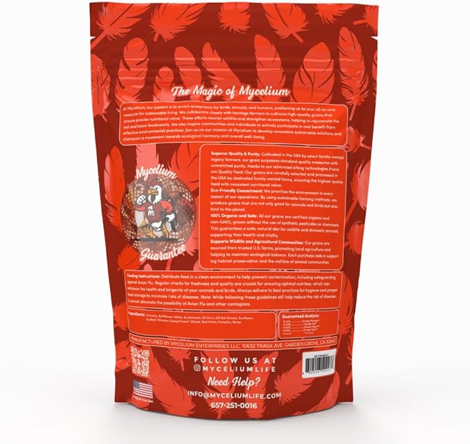 Mycelium Premium Small Hookbill Plus | High-Protein Bird Food for Lovebirds, Parrotlets, & Small Parrots | Organic Seed & Grain Mix with Eggs, Safflower, Millet, Pumpkin, & Oat Groats | 5 lb Bag