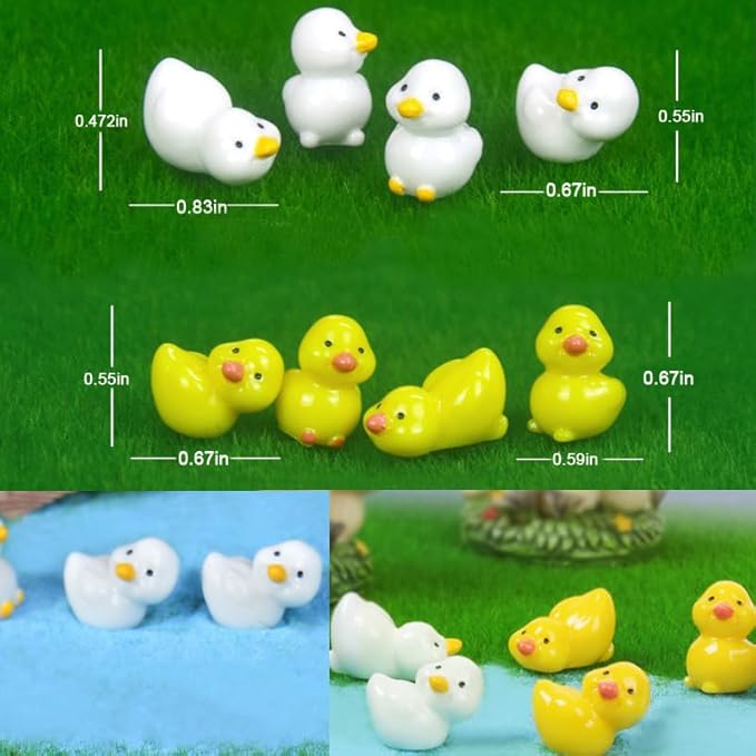 48pcs Mini Resin Animal Styles Tiny Resin Animals The Little Chicken Family Rabbit, Sheep, Cow, Big Duck, Yellow Duck, Duck, Egg, Chicken coop