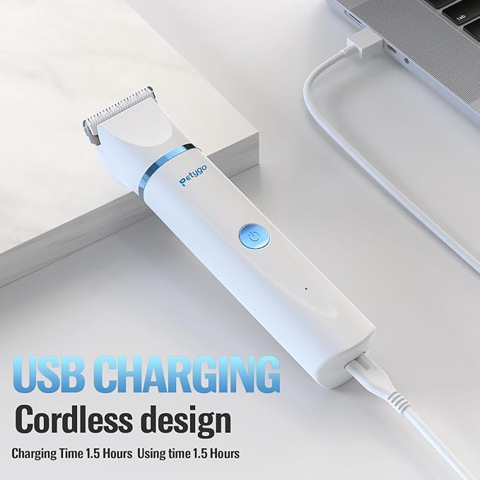 3-in-1 Dog Grooming Clippers Kit - Rechargeable Low Noise Pet Trimmer Set with Paw Trimmer, Cordless Nail Grinder, Shaver for Small Dogs & Cats - Includes 4 Guide Combs & USB Cable