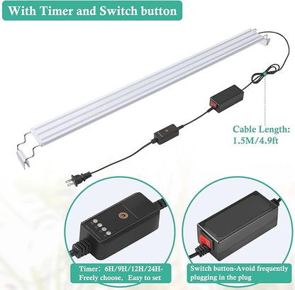 HITOP Full Spectrum LED Aquarium Light – 32-40" Classic Fish Tank Light with Timer, Aquarium Plant Light with Stable Extendable Brackets (32-40in)