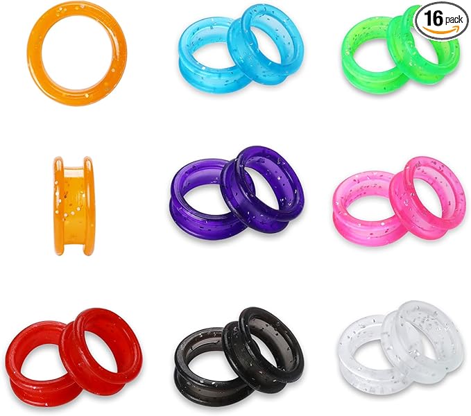 16 PCS Shear Grips Inserts Finger Protector Scissors Finger Rings Silicone Dog Grooming Scissors Accessories Ring Pet Shears Finger Ring Thumb Grips 8 Colors Grooming Shear Finger Ring