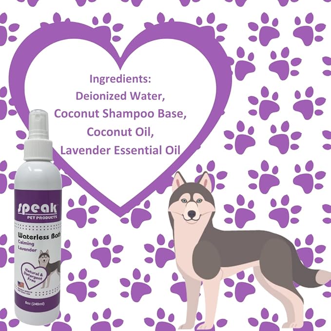 Natural Waterless Bath Spray, for Dogs, Calming Lavender, 8oz