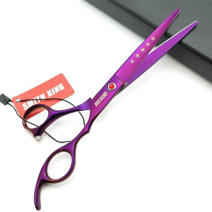 7.0in Professional Pet Grooming Scissors set,Straight & Thinning & Curved scissors 4pcs set for Dog grooming (Violet)