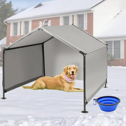 Dog Shade Shelter Outdoor Pet Tent for Dogs and Small Animals - Growfessor Waterproof, Sun Protection, with Ground Nails Pet Canopy with Upgraded Doors - 4'x4'x3' Dimensions