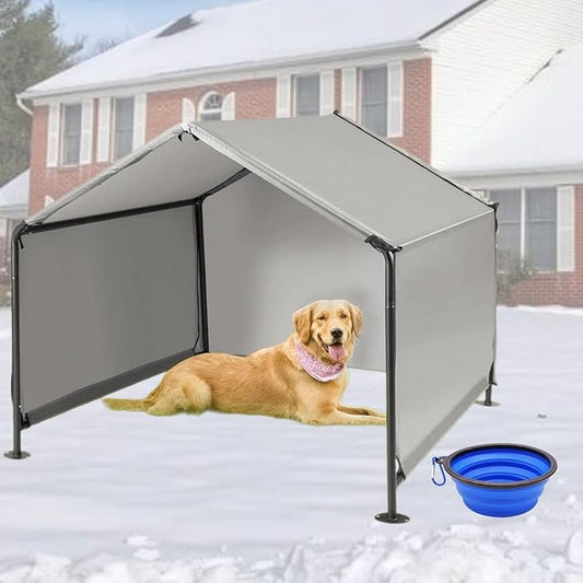 Dog Shade Shelter Outdoor Pet Tent for Dogs and Small Animals - Growfessor Waterproof, Sun Protection, with Ground Nails Pet Canopy with Upgraded Doors - 4'x4'x3' Dimensions