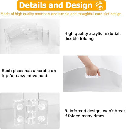 Acrylic Dog Playpen for House 3 Panel 60" W x 24" H Foldable Dog Gate Indoor with Handles, Free-Standing Pet Fence Clear Dog Pen for Small Dogs Puppy Cat Rabbit Accessories