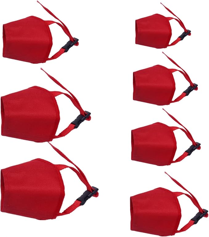 Dog Muzzles Suit - 7PCS Dog Muzzles Adjustable Quick Fit pet Muzzle Prevent from Biting Barking and Chewing for Small Medium Large Dogs (Red #)