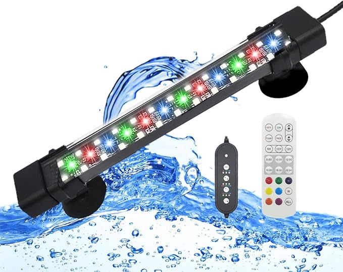 Submersible Aquarium Lights for Fish Tank,24/7 Cycle Fish Tank Light with Timer,Adjustable Brightness,8 Colors,Underwater Full Spectrum LED Aquarium Decor Plant Light,23.6'' for 40gallon Fish