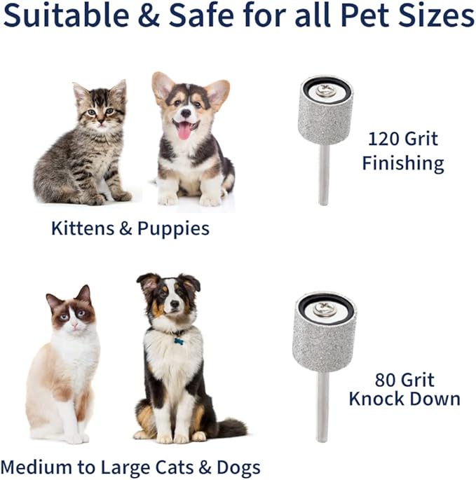 2pcs 120 Grit Diamond Bit for Dog Nails Grinder Including 1 pc 1/2" Mandrel - Pet Nail Grinder Diamond Wheel (Finishing Grit #120)