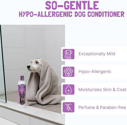 Bio-Groom So-Gentle Hypoallergenic Dog Conditioner  Tearless, Cat & Dog Bathing Supplies, Puppy Wash for Gentle Skin, Cruelty-Free, Made in USA, Tear-Free Dog Products  12 fl oz 1-Pack