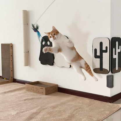 Interactive Cat Toys for Indoor Cats - 35'' Steel Wire and 6PCS Feather Bird Refills,Teaser Toy,Cat Wand Toy,Feathers & Bells, Realistic Bird Impression (7 PCS)