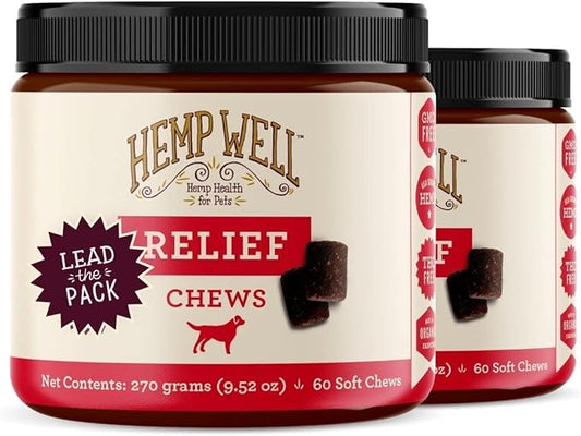 Hemp Well Hemp Relief Dog Soft Chews  Supports Joint Health in Dogs and Relieves Pain and Inflammation from Everyday Activities, Organically Sourced (2 Pack)