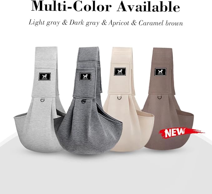 Dog & Cat Carrier Sling, Adjustable Soft Padded Shoulder Puppy Carrier, Hands-Free Dog Carrier Bag with Double Safety Buckles Premium Material for Outdoor Travel (Dark Gray, L)