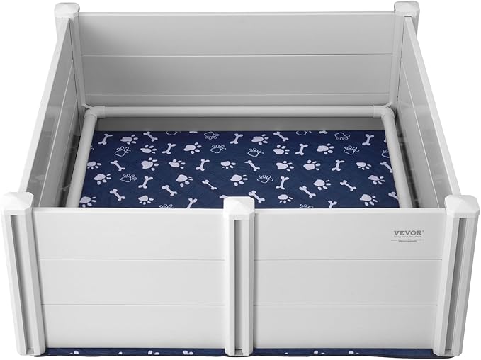 VEVOR Whelping Box for Dogs, 48 x 48 x 18.1in Whelping Box for Puppies, Whelping Pen for Puppies, Dog Birthing Box with Rails and Washable Pee Pad, Whelping Box for Large Breed Dogs, White