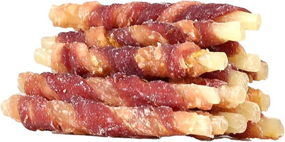 Chicken Duck Wrapped Cod Sticks for Dogs, Grain-Free Rawhide-Free Natural Dog Treats Training Rewards Snacks Dog Soft Chews Treats 15-17 Counts