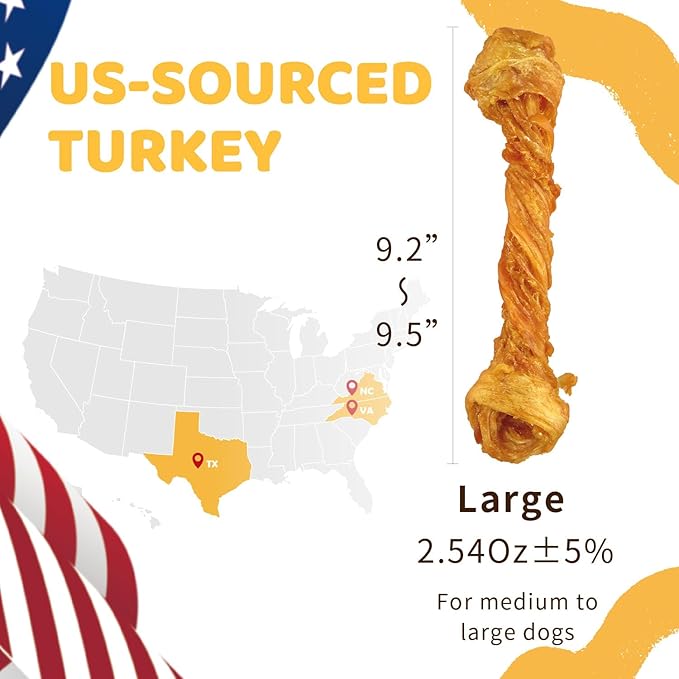 iPaw Turkey Tendon for Dogs 40 Pcs Bulk Pack, Ingredient Sourced from USA, Hypoallergenic, All Natural Human Grade Puppy Chew, Dog Treats for Signature Series, Rawhide Alternative, Bone (Small)