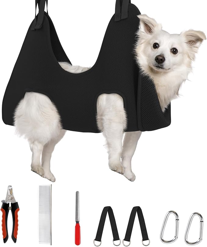 Supet Dog Grooming Hammock Harness for Cats & Dogs, Relaxation Dog Sling for Nail Trimming, Restraint Hanging Harness for Clipping& Nail Trimming