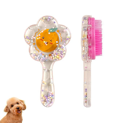 Soft Dog Brush for Small Dogs | Gentle Puppy Brush for Yorkies, Shih Tzus, Maltipoos & Maltese | Pet Hair Removal Brush with Soft Bristles | Dog Brush for Shedding (Pink Orangeï¼