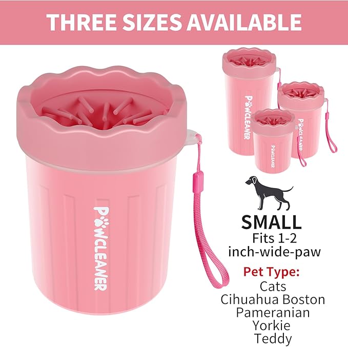 Dog Paw Cleaner for Dogs, (with 3Pcs Absorbent Towels & Adjustable Bath Brush) Dog Paw Washer, Pet Foot Cleaner (Pink, Small)