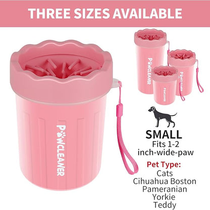 Dog Paw Cleaner for Dogs, (with 3Pcs Absorbent Towels & Adjustable Bath Brush) Dog Paw Washer, Pet Foot Cleaner (Pink, Small)