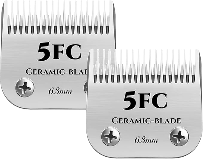 AIJALY 2PCS 5FC Blades Detachable Dog Grooming Ceramic Blades Compatible with Andis Dog Clippersï¼_eplacement Blade Compatible with Wahl/Oster A5, KM Series Clippers,Size 5FC Cut Length 1/4"(6.3mm)