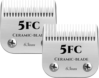 AIJALY 2PCS 5FC Blades Detachable Dog Grooming Ceramic Blades Compatible with Andis Dog Clippersï¼_eplacement Blade Compatible with Wahl/Oster A5, KM Series Clippers,Size 5FC Cut Length 1/4"(6.3mm)