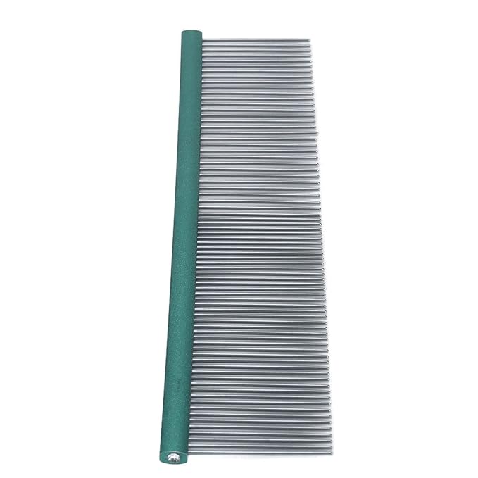 Greyhound Comb For Dogs, Metal Comb For Dogs Metal Dog Comb Cat Comb For Removing and Knots Dog Combs with Rounded Ends Grooming Tool For Long Short Haired Dog (Green
