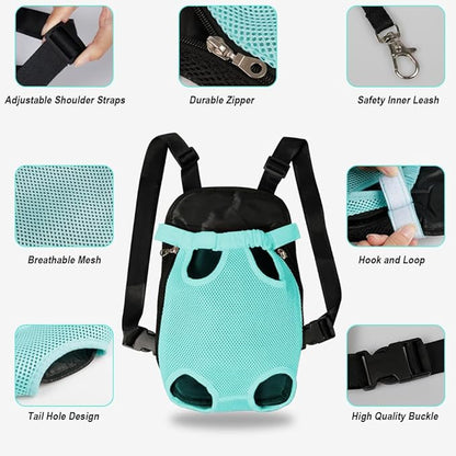 FEimaX Dog Carrier Backpack Pet Legs Out Front Cat Travel Bag, Adjustable Puppy Backpacks Carriers Hands-Free for Small Medium Dogs Cats Hiking Traveling Camping Daily Walking