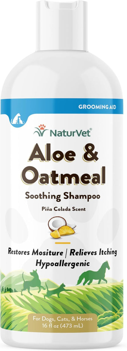NaturVet Aloe & Oatmeal Soothing Shampoo for Dogs & Cats 16 oz