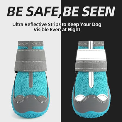 Dog Shoes for Large Dogs, Medium Dog Boots & Paw Protectors for Hardwood Floors, Outdoor Dog Booties for Hot Pavement Winter Snow Hiking, Breathable Dog Shoes with Reflective Strips Size 6