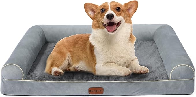 Dog Beds Large Sized Dog, Orthopedic Dog Bed, Waterproof Dog Bed, Washable Dog Bed, 39" x 23" x 7" Light Gray