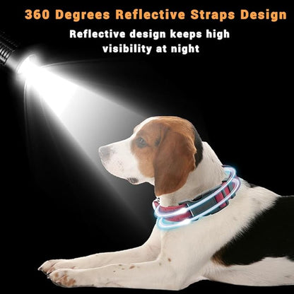 2 Pack Reflective Dog Collar with Safety Locking Buckle, Adjustable Soft Breathable Comfortable Nylon Pet Collar for Small, Medium and Large Dogs, Red, Mini Small