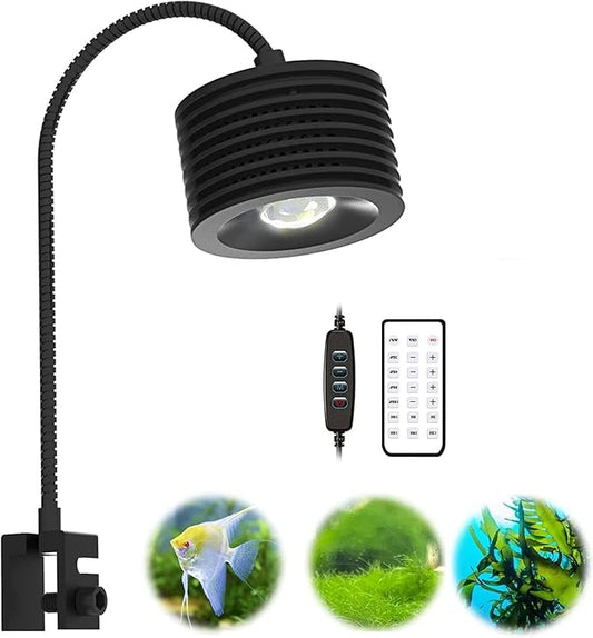 Lominie 16W Full Spectrum Aquarium Light, 4 Channels Remote Control，Adjustable Gooseneck Freshwater Super Bright Fish Tank Light for Planted Nano Freshwater Aquarium Tank
