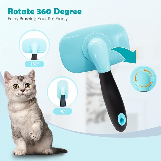 Slicker Brush, PETPAWJOY Dog Brush Gently Cleaning Pin Brush for Shedding Dog Hair Brush for Small Dogs Puppy Yorkie Poodle Rabbits Cats