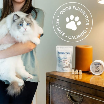 Happy Wax Sugared Fruit Scented Wax Melts for Cat Owners – Odor Eliminating, Calming, Pet-Safe, Non-Toxic, Perfect for Use with Wax Warmers - 4 oz Pouch