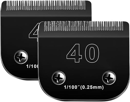 2PACK 40 Blades Dog Grooming Blades Compatible with Ainds/Oster A5/Wahl KM-10 Series Dog Clippers,Detachable Clipper Replacement Bladeï¼_lack