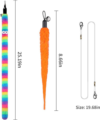 Cat Wand Toy Set, 11 Pcs Including Worm & Snake Refills, Wand Replacement Rope, for Bored Indoor Adult Cats & Kittens