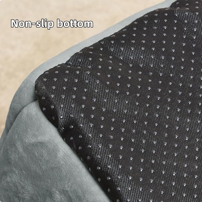 SEAHOME Foldable Dog House Kennel Bed Mat for Indoor Pets,Enclosed Warm Plush Sleeping Nest Bed with Removable Cushion,Covered Small Pet Condos Indoor Cat Hideaway (L, Grey)