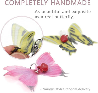 SONGWAY Cat Butterfly Toys - 13 Pieces Cat Toy Set with Retractable Wand and Butterfly Toy Replacement with Bell, Interactive Toys for Indoor Cats Kittens