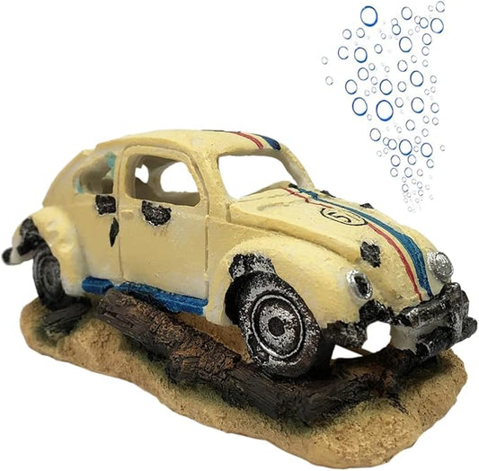 SLOCME Aquarium Bubble Wreck Car Decorations - Fish Tank Bubble Car Decor for Air Bubbler Oxygen Pump，Resin Material Car Decor