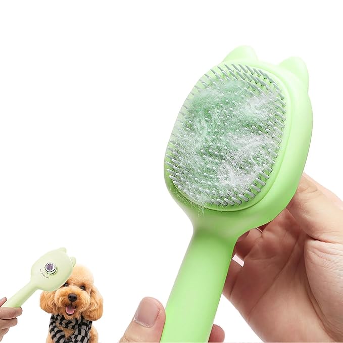 Self-Cleaning Dog Brush for Small Breeds - Adjustable Bristle Grooming Tool for Puppies, Yorkies, Shih Tzus, Maltipoos & Malteses (Green)