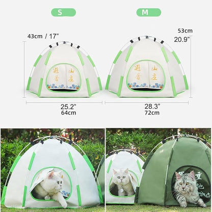Cute Cat Teepee Cave, Cat Tent Foldable Indoor Outdoor with Thick Mat,Puppy Bed Tent,Bunny Pet Tent Teepee,Portable Dog House Teepee Tent, Cat Bed,Dog Bed Tent,Puppy Bunny,Pet Tent Teepee (K, S)