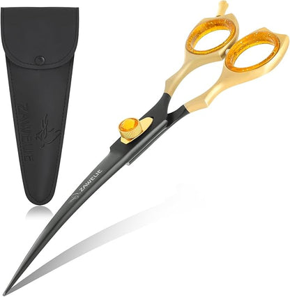 Dog Grooming Scissor- 7.5 Pet Shears, Japanese Stainless Steel Ergonomic Pet Grooming Scissor, Heavy Duty Sharp and Comfortable pet Scissors for Grooming, Dogs, Cats and Other Animals (Curved)